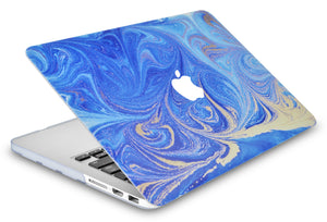 LuvCase Macbook Case - Marble Collection - Electric Blue Marble with Keyboard Cover, Screen Protector ,Sleeve ,USB Hub