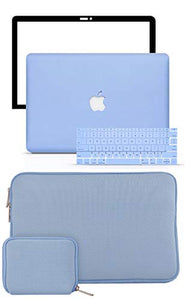 LuvCase Macbook Case 5 in 1 Bundle - Color Collection - Serenity Blue with Slim Sleeve, Keyboard Cover, Screen Protector and Pouch