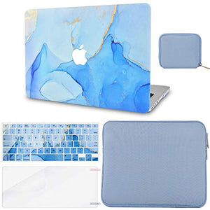 LuvCase MacBook Case - Color Collection - Blue Swirl with Slim Sleeve, Keyboard Cover, Screen Protector and Pouch