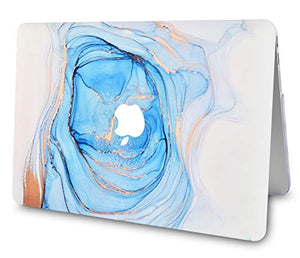 LuvCase MacBook Case - Color Collection - Blue White Swirl with Slim Sleeve, Keyboard Cover, Screen Protector and Pouch