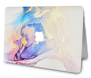 LuvCase Macbook Case  - Color Collection - Beige Blue Swirl with Keyboard Cover
