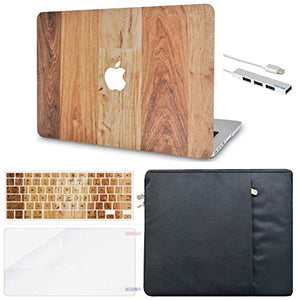 LuvCase Macbook Case - Color Collection - Mixed Wood with Matching Keyboard Cover, Screen Protector ,Sleeve ,USB Hub