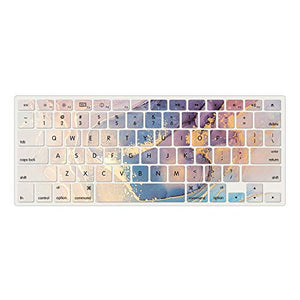 LuvCase Macbook Case  - Color Collection - Beige Blue Swirl with Sleeve, Keyboard Cover, Screen Protector and USB Hub