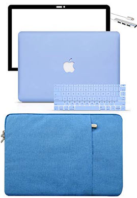 LuvCase Macbook Case 5 in 1 Bundle - Color Collection - Serenity Blue with Sleeve, Keyboard Cover, Screen Protector and USB Hub 3.0
