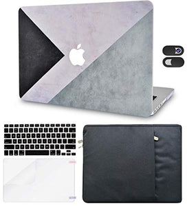 LuvCase Macbook Case 5 in 1 Bundle - Color Collection - Black White Grey with Sleeve, Keyboard Cover, Screen Protector and Webcam Cover