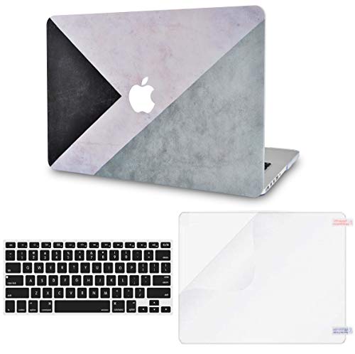 LuvCase Macbook Case Bundle - Color Collection - Black White Grey with Keyboard Cover and Screen Protector