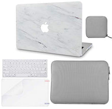 Load image into Gallery viewer, LuvCase Macbook Case 5 in 1 Bundle - Marble Collection - Silk White Marble with Slim Sleeve, Keyboard Cover, Screen Protector and Pouch