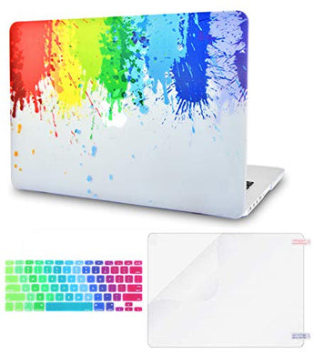 LuvCase Macbook Case Bundle - Color Collection - Rainbow Splat with Keyboard Cover and Screen Protector