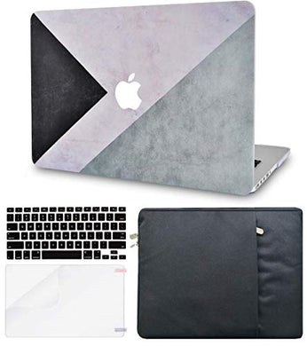 LuvCase Macbook Case Bundle - Color Collection - Black White Grey with Sleeve, Keyboard Cover and Screen Protector