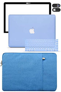 LuvCase Macbook Case 5 in 1 Bundle - Color Collection - Serenity Blue with Sleeve, Keyboard Cover, Screen Protector and Webcam Cover