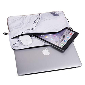 LuvCase Macbook Case 5 in 1 Bundle - Marble Collection - Silk White Marble with Sleeve, Keyboard Cover, Screen Protector and Webcam Cover