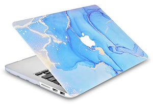 LuvCase MacBook Case - Color Collection - Blue Gold Swirl with Slim Sleeve, Keyboard Cover, Screen Protector and Pouch