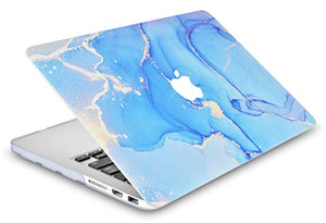 LuvCase MacBook Case - Color Collection - Blue Gold Swirl with Sleeve, Keyboard Cover and Screen Protector