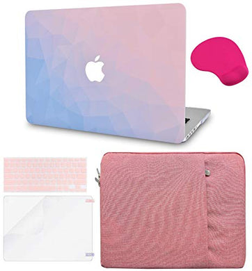 LuvCase Macbook Case 5 in 1 Bundle - Color Collection - Ombre Pink Blue with Sleeve, Keyboard Cover, Screen Protector and Mouse Pad