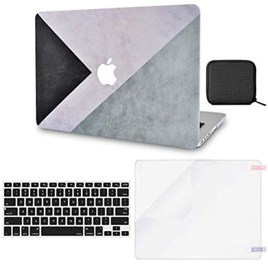 LuvCase Macbook Case 4 in 1 Bundle - Color Collection - Black White Grey with Keyboard Cover, Screen Protector and Pouch