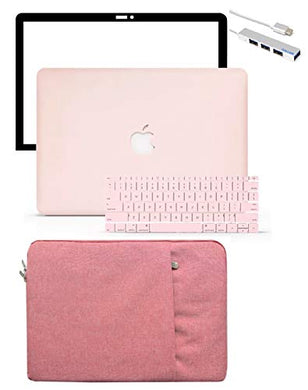 LuvCase Macbook Case 5 in 1 Bundle - Color Collection - Rose Quartz with Sleeve, Keyboard Cover, Screen Protector and USB Hub 3.0