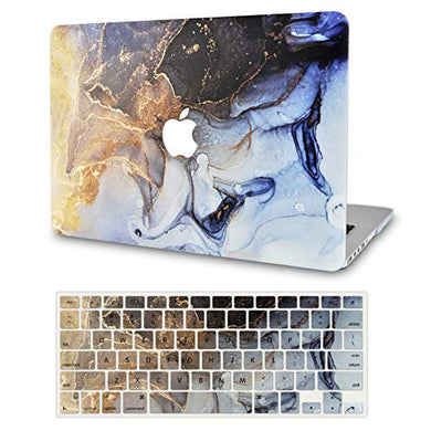 LuvCase Macbook Case - Color Collection -Black Gold Swirl with Keyboard Cover