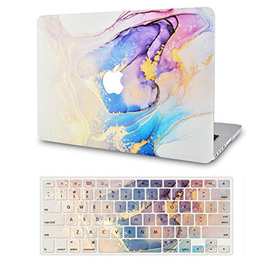 LuvCase Macbook Case  - Color Collection - Beige Blue Swirl with Keyboard Cover