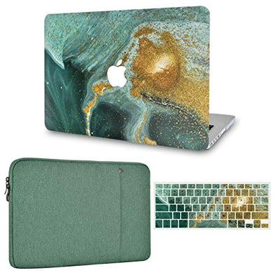 LuvCase MacBook Case  - Marble Collection - Basil Marble with Sleeve and Keyboard Cover