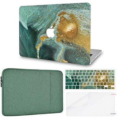 LuvCase MacBook Case  - Marble Collection - Basil Marble with Sleeve, Keyboard Cover and Screen Protector