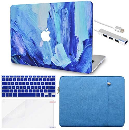 LuvCase Macbook Case 5 in 1 Bundle - Paint Collection - Oil Paint 5 with Sleeve, Keyboard Cover, Screen Protector and USB Hub 3.0