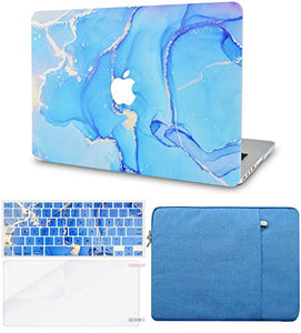 LuvCase MacBook Case - Color Collection - Blue Gold Swirl with Sleeve, Keyboard Cover and Screen Protector