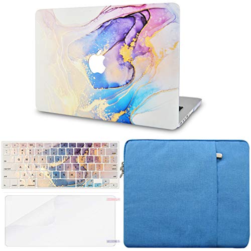 LuvCase Macbook Case - Color Collection - Beige Blue Swirl with Sleeve, Keyboard Cover and Screen Protector