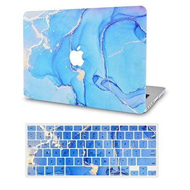 LuvCase MacBook Case  - Color Collection -Blue Gold Swirl with Keyboard Cover