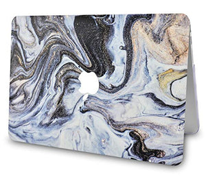 LuvCase MacBook Case  - Color Collection - Black Glitter Swirl with Sleeve, Keyboard Cover, Screen Protector and USB Hub