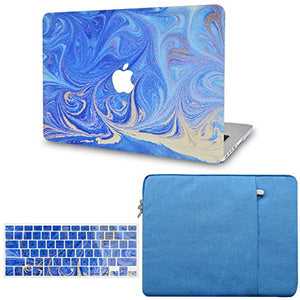 LuvCase Macbook Case - Marble Collection -Electric Blue Marble with Keyboard Cover and Sleeve