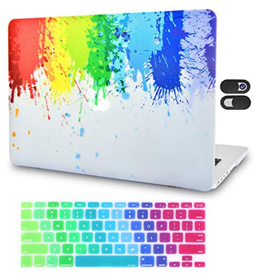 LuvCase Macbook Case Bundle - Color Collection - Rainbow Splat with Keyboard Cover and Webcam Cover