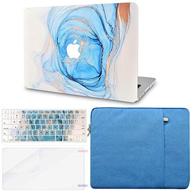 LuvCase MacBook Case  - Color Collection - Blue White Swirl with Sleeve, Keyboard Cover and Screen Protector