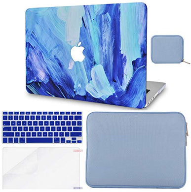 LuvCase Macbook Case 5 in 1 Bundle - Paint Collection - Oil Paint 5 with Slim Sleeve, Keyboard Cover, Screen Protector and Pouch