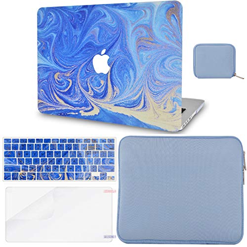LuvCase Macbook Case - Marble Collection -Electric Blue Marble with Keyboard Cover ,Screen Protector ,Slim Sleeve ,Pouch