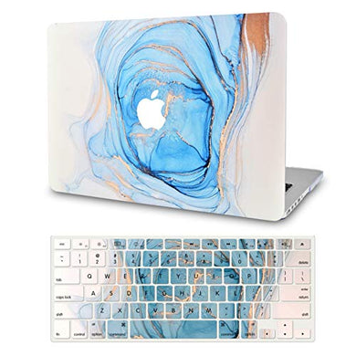 LuvCase MacBook Case  - Color Collection -Blue White Swirl with Keyboard Cover