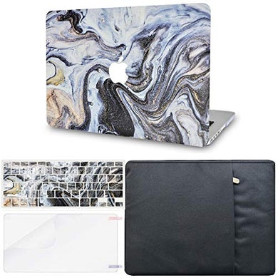 LuvCase MacBook Case  - Color Collection - Black Glitter Swirl with Sleeve, Keyboard Cover and Screen Protector