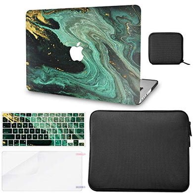 LuvCase MacBook Case - Marble Collection - Emerald Marble with Slim Sleeve, Keyboard Cover, Screen Protector and Pouch