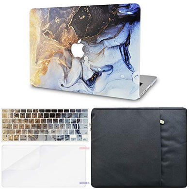 LuvCase MacBook Case  - Color Collection - Black Gold Swirl with Sleeve, Keyboard Cover and Screen Protector