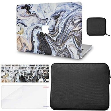 LuvCase MacBook Case - Color Collection - Black Glitter Swirl with Slim Sleeve, Keyboard Cover, Screen Protector and Pouch