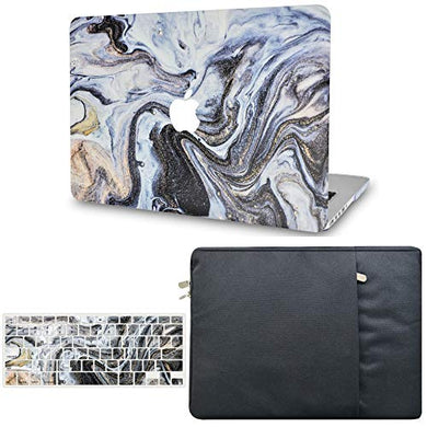 LuvCase MacBook Case  - Color Collection - Black Glitter Swirl with Sleeve and Keyboard Cover