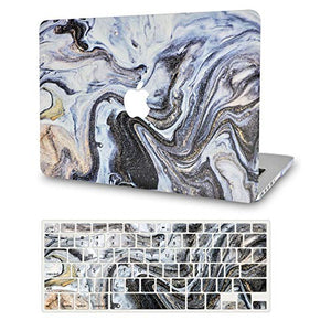 LuvCase Macbook Case - Color Collection - Black Glitter Swirl with Keyboard Cover