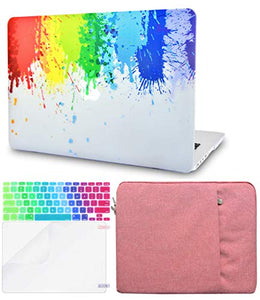LuvCase Macbook Case Bundle - Paint Collection - Rainbow Splat with Sleeve, Keyboard Cover and Screen Protector