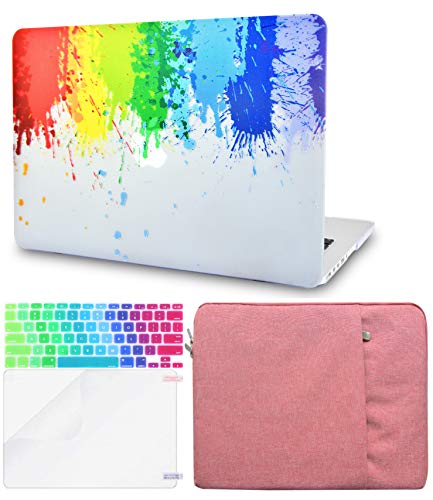 LuvCase Macbook Case Bundle - Paint Collection - Rainbow Splat with Sleeve, Keyboard Cover and Screen Protector