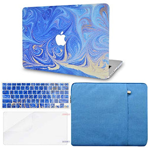 LuvCase Macbook Case - Marble Collection - Electric Blue Marble with Keyboard Cover ,Screen Protector ,Sleeve