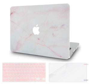 LuvCase Macbook Case Bundle - Marble Collection - Pink Marble with Keyboard Cover and Screen Protector
