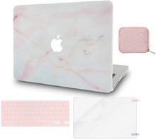 Load image into Gallery viewer, LuvCase Macbook Case 4 in 1 Bundle - Marble Collection - Pink Marble with Keyboard Cover, Screen Protector and Pouch