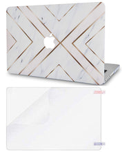 Load image into Gallery viewer, LuvCase Macbook Case Bundle - Marble Collection - White Marble Gold Stripes with Screen Protector