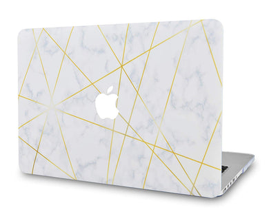 LuvCase Macbook Case - Marble Collection - White Cloud Marble Gold Veins