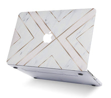 Load image into Gallery viewer, LuvCase Macbook Case Bundle - Marble Collection - White Marble Gold Stripes with Screen Protector