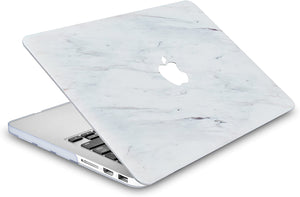 LuvCase Macbook Case 5 in 1 Bundle - Marble Collection - Silk White Marble with Sleeve, Keyboard Cover, Screen Protector and USB Hub 3.0